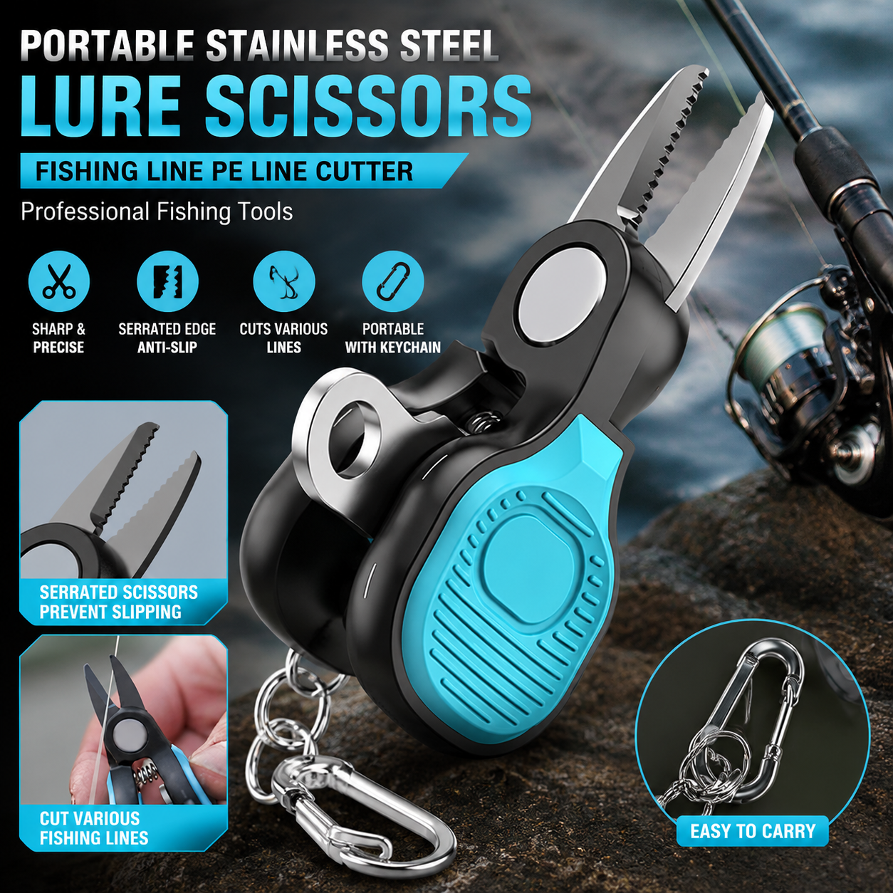 Fishing Line Cutter - Portable Stainless Steel Lure Scissors Fishing